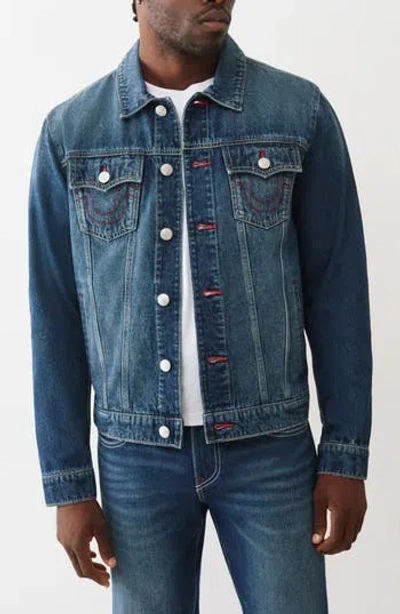 True Religion Jesse Trucker Jacket In Blue
