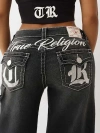 True Religion Jessie Big T Embroidered Super Baggy Jean In Black