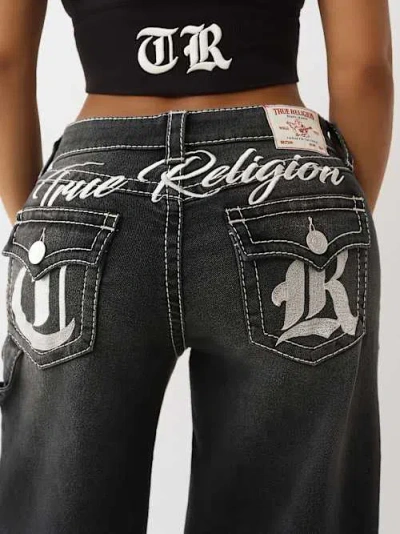 True Religion Jessie Big T Embroidered Super Baggy Jean In Black