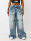 True Religion Women's Jessie Big T Snap Super Baggy Jean In Blue