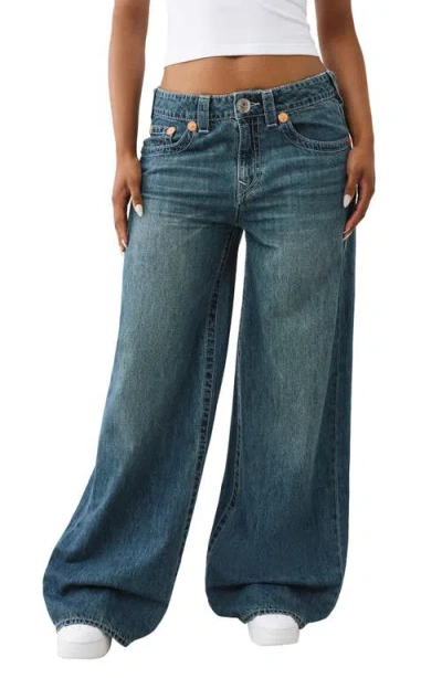 True Religion Jessie Embroidered Wide Leg Jeans In Blue