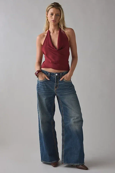 True Religion Jessie Petal Bloom Super T Flap Mid-rise Baggy Jean In Petal Bloom, Women's At Urban O In Burgundy