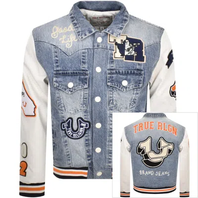 True Religion Jimmy Denim Varsity Jacket Blue