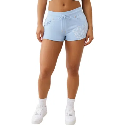 True Religion Joey Cotton Blend Drawstring Shorts In Blue