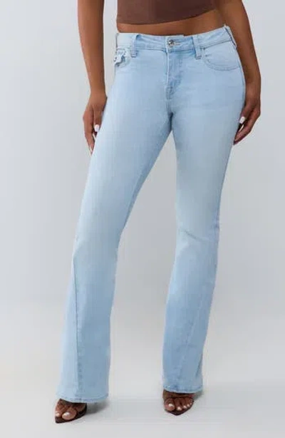 True Religion Joey Crystal Mid Rise Flare Jeans In Light Rainwater Wash