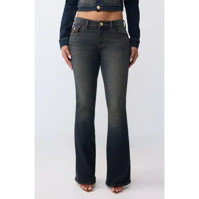 True Religion Joey Flap Pocket Flare Leg Jeans In Blue