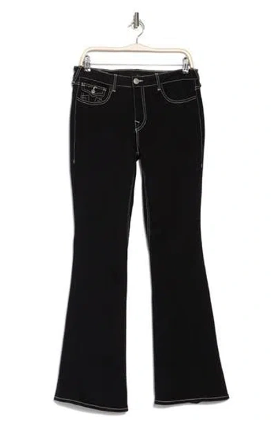 True Religion Joey Flap Pocket Flare Leg Jeans In Rinse Black