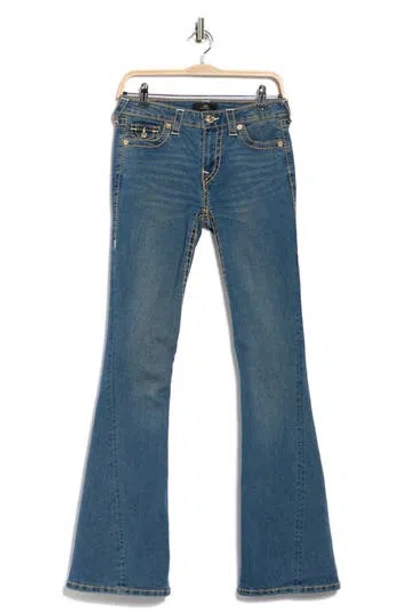 True Religion Joey Flap Pocket Mid Rise Flare Jeans In Blue