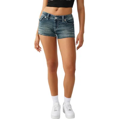 True Religion Joey Raw Hem Denim Shorts In Blue