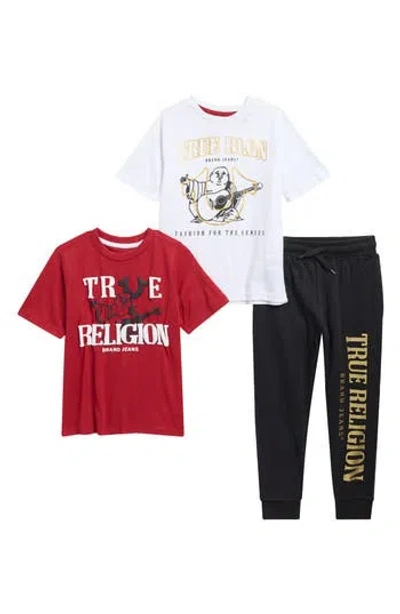 True Religion Kids' 3-piece Graphic T-shirt & Joggers Set In White