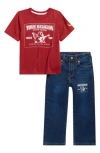 True Religion Buddha Graphic T-shirt & Jeans Set In Red