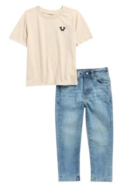 TRUE RELIGION TRUE RELIGION KIDS' FLOCKED LOGO GRAPHIC T-SHIRT & JEANS SET