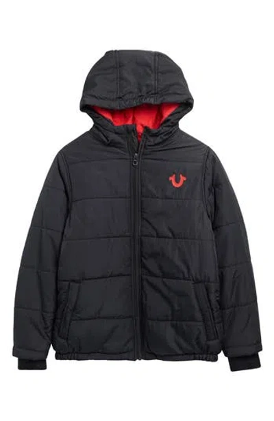 True Religion Kids' Hooded Puffer Jacket In Black