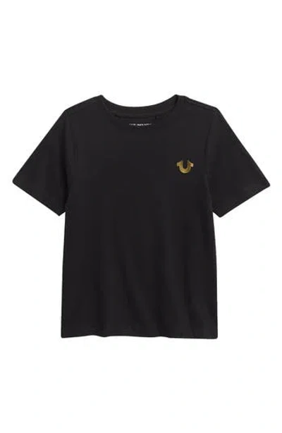 True Religion Kids' Logo Cotton Short Sleeve T-shirt In Black