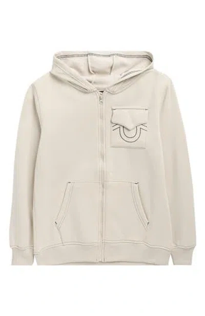 True Religion Kids' Logo Puff Ink Zip-up Hoodie In Neutral