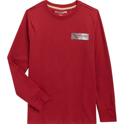 True Religion Kids' Long Sleeve Cotton Graphic T-shirt In Red