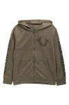 True Religion Kids' Rhinestone Horseshoe Zip-up Hoodie In Green