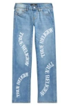 True Religion Kids' Ricky Repair Logo Straight Leg Jeans In Blue