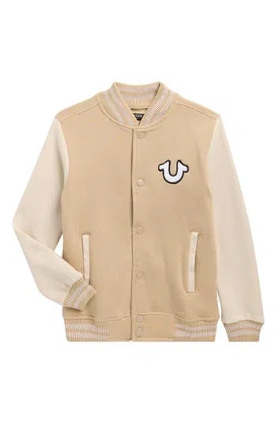 True Religion Kids' Varsity Snap Bomber Jacket In Neutral
