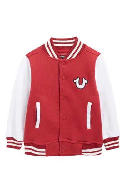 True Religion Kids' Varsity Snap Front Jacket In Red