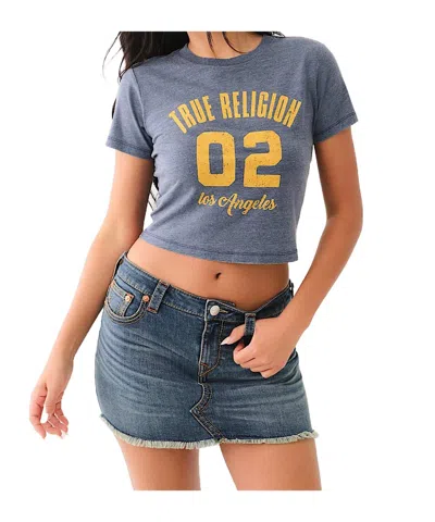 True Religion La Burnout Baby Tee In Gray