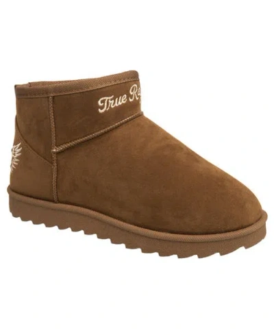 True Religion Lana Faux Suede Wings Logo Boot In Tan