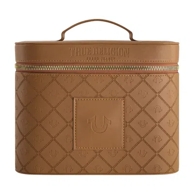 True Religion Large Cosmetic Case With Mirror In Brown