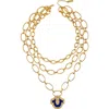 True Religion Layered Chain Necklace With Horsehoe Pendant In Gold