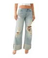 True Religion Leila Cuffed Low Rise Baggy Jean In Gray