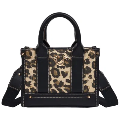 True Religion Leopard/pu Mini Tote In Beige