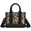 True Religion Leopard/pu Mini Tote In Black