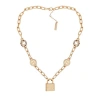 True Religion Lock & Logo Necklace In Gold