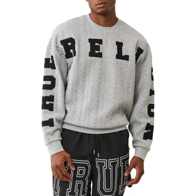True Religion Applique Crewneck Sweatshirt In Gray