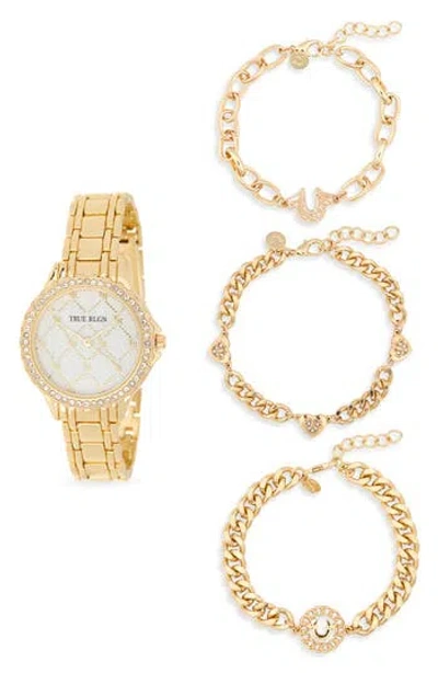 True Religion Logo Check Bracelet Watch, 33.9mm & Assorted Bracelets Set In Gold