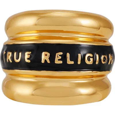 True Religion Logo Cigar Ring In Gold