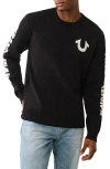 True Religion Logo Crewneck Sweater In Black