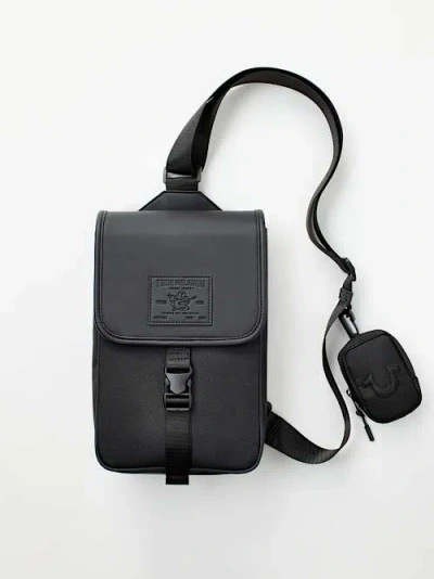 True Religion Logo Flap Bag In Black