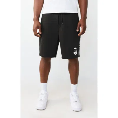 True Religion Logo Fleece Shorts In Black