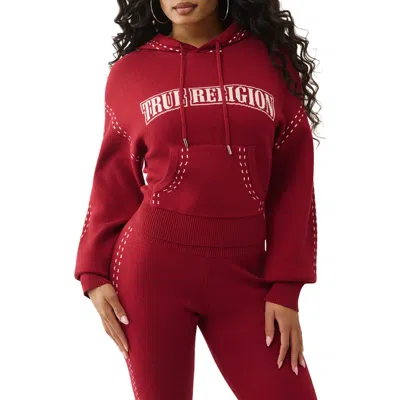 True Religion Logo Graphic Sweater Hoodie In Red