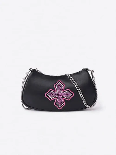 True Religion Logo Horseshoe Chain Bag In Black
