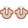 True Religion Logo Horseshoe Post Earring In Gold