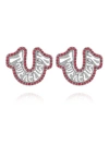 True Religion Logo Horseshoe Post Earring In Metallic