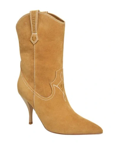True Religion Logo Mid Calf 702 Cowboy Boot In Brown