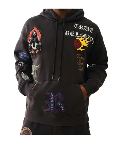 True Religion Logo Patch Embroidery Hoodie In Black
