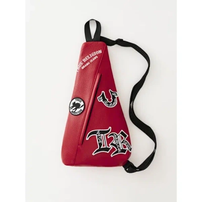 True Religion Logo Patch Sling Bag In Red