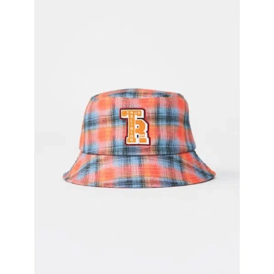 True Religion Logo Plaid Bucket Hat In Orange