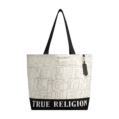 True Religion Logo Stitch Large Tote In Black