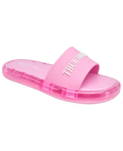 True Religion Logo Strap Jelly Slide In Pink