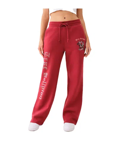 True Religion Logo Sweatpants In Ruby Red