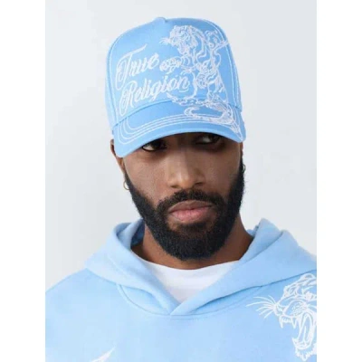 True Religion Logo Tiger Baseball Cap In Blue